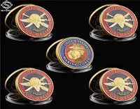 5PCS USA Challenge Coin Navy Marine Corps USMC Force Recon Military Craft Gift Gold Collection Gifts1612173