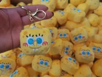 Big Eye Square Yellow Plush Key chain Jewelry Schoolbag Ornament key Ring Kids Gifts About 4x6cm