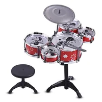 Kinder Kinder Jazz Drum Set Kit Musical Educational Instrument Spielzeug 5 Schlagzeug 1 Becken mit kleinen Stuhltrommelstangen für Kinder Y2004282378