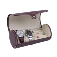 2018 Nouveau design cr￩atif ￠ la fois la montre affichage affichage cadeau marron bo￮tier de bracelet bracelet Bracelet Jewelry PU Le cuir Box Rangement Travel P3016