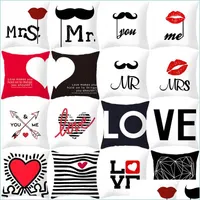 Pillow Case Valentine Day Pillowcase Love You Mr Mrs Letters Printed Pillow Er Home Office Sofa Throw Case Lovers Drop Delivery Gard Dhyrl