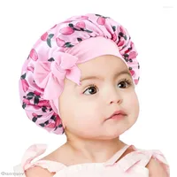 Hats Cute Baby Silky Satin Bonnet Sleep Cap Children Girl Night Turban Solid Headwear Headwrap Hat Fashion Hair Wear 2-8Year
