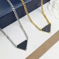 Designer Necklace iced out chain for men Womens Luxury Fashion Jewelry Black White P Triangle Pendant Design Silver hip hop jewelry Punk Necklaces Jewellery
