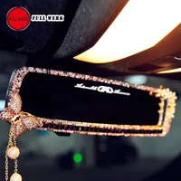 1pc Car Diamond Interior Rearview Mirror Bling Butterfly Flower Decoration for Girls Women Auto Accessories246H