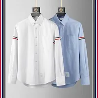 Luxury Shirt Designer Thoms Brownns Blouse Tb Fog Fashion Brand Double Armband Shirt Men&#039;s Cotton Casual Long Sleeve Couple High Quality Leisure Shirts