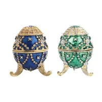 Jewelry Pouches Bags U2JF Artificial Easter Egg Hand Painted Enameled Faberge Box For Necklace Bracelet Trinket Home Desktop Decor270o