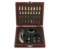 Home Visit Pourer Tin Foil Cutter With Chess Corkscrew Vintage Gift Box Cork Game Wine Opener Tool Set Wooden Board Accessory T2004298230