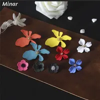 Estilo coreano de 3 ﾡPendientes de flores lindas pendientes de p￩talos coloridos para mujeres Declaraci￳n brinco Joya de moda femenina Regalo Girl250j