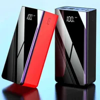 Cell Phone Power Banks 100000mAh Power Bank 4 USB Portable Charger Full Mirror LED Digital Display Poverbank External Battery Pack Powe232F