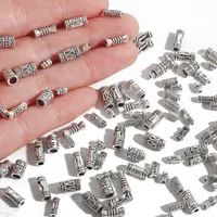 Glass 50 100pcs 5 12mm Antique Silver Color Column Tube Charm Beads Loose Spacer For Jewelry Making DIY Bracelet Necklace 221109