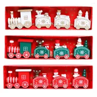 Christmas Decorations Merry Wooden Train Ornaments Decor For Home Party Mini Toy Santa Claus Gift Natal Navidad Noel