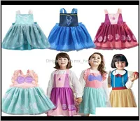 Baby Clothing Baby Maternity Drop Delivery 2021 Kids Girl Cartoon Apron Dress 5 Princess Fancy Oilproof Bow Strap Lace Dresses Ope3977233