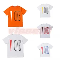 Camiseta de grife masculina, letra impress￣o tees big / homens mulheres manga curta estilo hip hop estilo branco laranja laranja camisetas vlone size s-xl