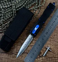 MT Automatic Knife Damascus Blade Blade Aluminum сплав с нейлоновым мешочком на открытом воздухе качество выживания в кемпинге
