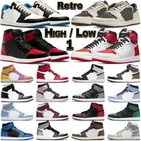 Chaussures de basket-ball 1 Retro High Og Low Trainers Sports Sneakers inverse Mocha Patent Bred Yellow Tee Universit