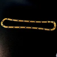 Necklace Chain Real 18 k Yellow G F Gold Solid Fine Stamep 585 Hallmarked Men&#039;s Figaro Bling Link 600mm 8mm262L