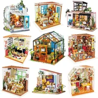 Robotime drewniane zestawy dla lalek DIY miniaturowe meble do lalki zabawki dla dzieci Prezenty urodzinowe Kolekcja LJ201126225k