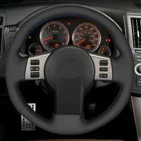 غطاء عجلة القيادة بالسيارات يدويًا من الجلد الاصطناعي الأسود لإنفينيتي FX FX35 FX45 2003-2008 NISSAN 350Z 2003-2009283X