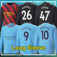 22 23 Mans Cities Long Soccer Jersys 2022 2023 Haaland Alvarez 축구 셔츠 De Bruyne Gomez Bernardo Mahrez Mahrez Kids Kids Kits Long Sleeve 1052189