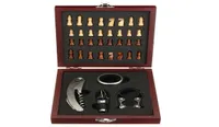 Home Visit Pourer Tin Foil Cutter With Chess Corkscrew Vintage Gift Box Cork Game Wine Opener Tool Set Wooden Board Accessory T2007462917