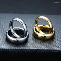 Anillos de boda Plain Naked Gold 18K Tungsten Steel Simple para los amantes de buena calidad