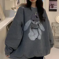 HADEIES للسيدات Swefshirts Harajuku Street Winter Sweatshirt Woman Kawaii Rabbit Pattern Warm Warm Sourd