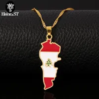 Cała libańska mapa flaga Naszyjniki Złota Kolor Country Biżuteria Patriotyczna Narodowa Logo297e