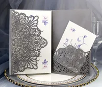 Begrüßungskarten 50pcs Hochzeitseinladungen zur Taufeinladung mit Perlenpapiermaterial Laser Cut Greeting Card Birthday Party Supplies 221110