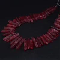 5055pcsstrandRaw Crystal Points Top Drilled BeadsTitanium Red Natural Quartz Stick Spike Graduated Pendants Jewelry 200930222p