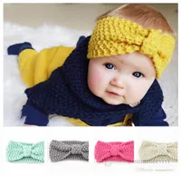 Infant kids knitted Bows headbands children soft wide hair accessories fall winter baby girls warm princess hairbands Q32435054219