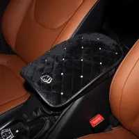 Crown Crystal Plush Car Armstes Cover Pad Universal Center Console Auto Arm Rest Seat Box CUSHION COVERS Protector Black260q