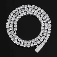 1 صف 3-5 مم snap clasp سلسلة التنس 14K الذهب مطلي المثلج Zironia الماس Cubic للرجال النساء 16-24 بوصة الهيبوب المجوهرات 240Z