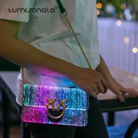 Cross Body Bags Pink Handbags Clutch Ko Luminous Women's 2021 New Fashion Led Ins Same Swallow Shiny Colorful Chian Leather 2C84