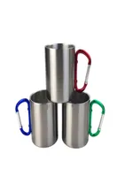 Custom Logo Tea Tasse Edelstahl -Tasse Sublimation Blankdruck 300 ml Kletterknopf Carabiner Personalisiert Küchengetränk Cups6300129