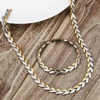 Halskette Ohrringe Set 2022 Mode Dubai Gold Farbe 316L Edelstahl Frauen für Frauen Statement Ketten Halsketten Armbänder