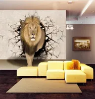 Anpassad storlek 3D PO Wallpaper vardagsrum V￤ggm￥lning Lion Wall Hole 3D Picture SOFA BACKDROP MAIL HOME DECOR CREATIV EL STUDY WAL2094577