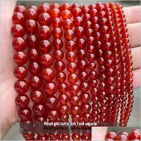 Agaat 4 mm18 mm ronde kralen Rode agaatstenen Semi -afgewerkte producten 5a Sardonyx edelsteen voor doe -het -zelf kralen armband ketting maken juweel dhwtp