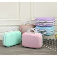 Suitcases 13 Inch Mini Suitcase Diamond Cute Cosmetic Case Pink Small Zipper Storage Box 221107
