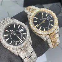 2023WRISTWATCHES D55 Luxury heren Watch 4130 Bewegingswacht voor mannen 3255 Montre de Luxe Mosang Stone Iced VVS1 Gia Watch Diamond horloges Wolshorloge