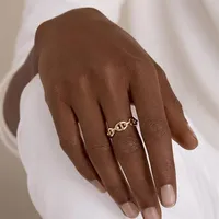 Los diseños de PERI'SBOX 2 cortan tres anillos de cadena en capas Multi Link anillos abiertos irregulares para femeninos anillos minimalistas ajustables 2019309A