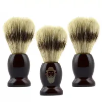 MOQ 100 PCS Pincel de barbear de texugo puro personalizado com al￧a de madeira preta para barba Bigode Shave Soap Salon Tool