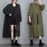 Women's Trench Coats 2022 Spring Summer Fashion All-Match Loose Large Size Stitching Zipper Cloak Women's Thin Section Long Jacket Dress