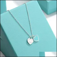 Pendant Necklaces Pendant Necklaces Pendant Necklaces Classic Double Heart Love Necklace Design Brand Clavicle Red Blue Pink For Women Jewelry Gift Dr T2302033