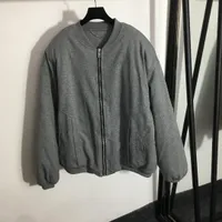 Women's Jackets Winter quilted thickened baseball sweater Original quality casual loose warm zippered cardigan coat Grey simple