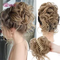 Perruques synthétiques Huaya Messy Curly Claw Hair Bun Chignon Scrunchy Faux Faux avec Tail For Women Pieces 221109