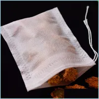 Coffee Tea Tools Teabags Fabric Empty Scented Tea Bags With String Heal Seal Filter For Herb Disposable Bolsas Halogen Bag 5 5X7Cm Dhr9B
