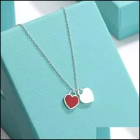 Pendant Necklaces Pendant Necklaces Pendant Necklaces Classic Double Heart Love Necklace Design Brand Clavicle Red Blue Pink For Women Jewelry Gift Dr T2302031