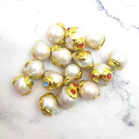 Подвесные ожерелья 5pcs довольно милые натуральные бусины с пресной водой с красочным квацем дизайн золотой модный ретро -стиль женщины DIY