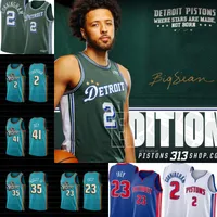 2022 Custom Pistons Basketball Jerseys Detroit 23 Jaden Ivey 4 Saddiq Bey Jerami Grant 2 Cade Cunningham 35 Marvin Bagley III 6 Hamidou Diallo 7 Killian Hayes City DSFG
