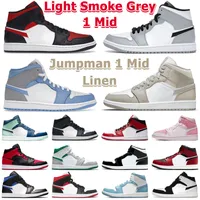 Jumpman 1 Mid Basketball Shoes 1s Hombres Mujeres Linen Armory Navy Light Smoke Grey Digital Pink UNC Arctic Orange Bred Trainer Sports Outdoor Sneakers